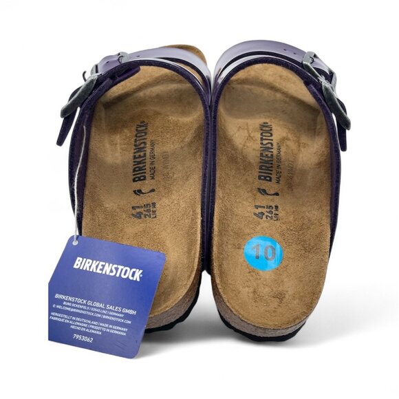 Birkenstock Arizona Gizeh Plum Purple Patent Sandals Slides Thongs BF Flip Flops - Picture 5 of 6